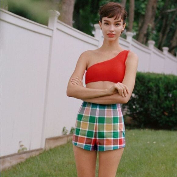 Anthropologie Nikki Classic One Shoulder Bikini Top orange XS NWOT - Picture 1 of 4